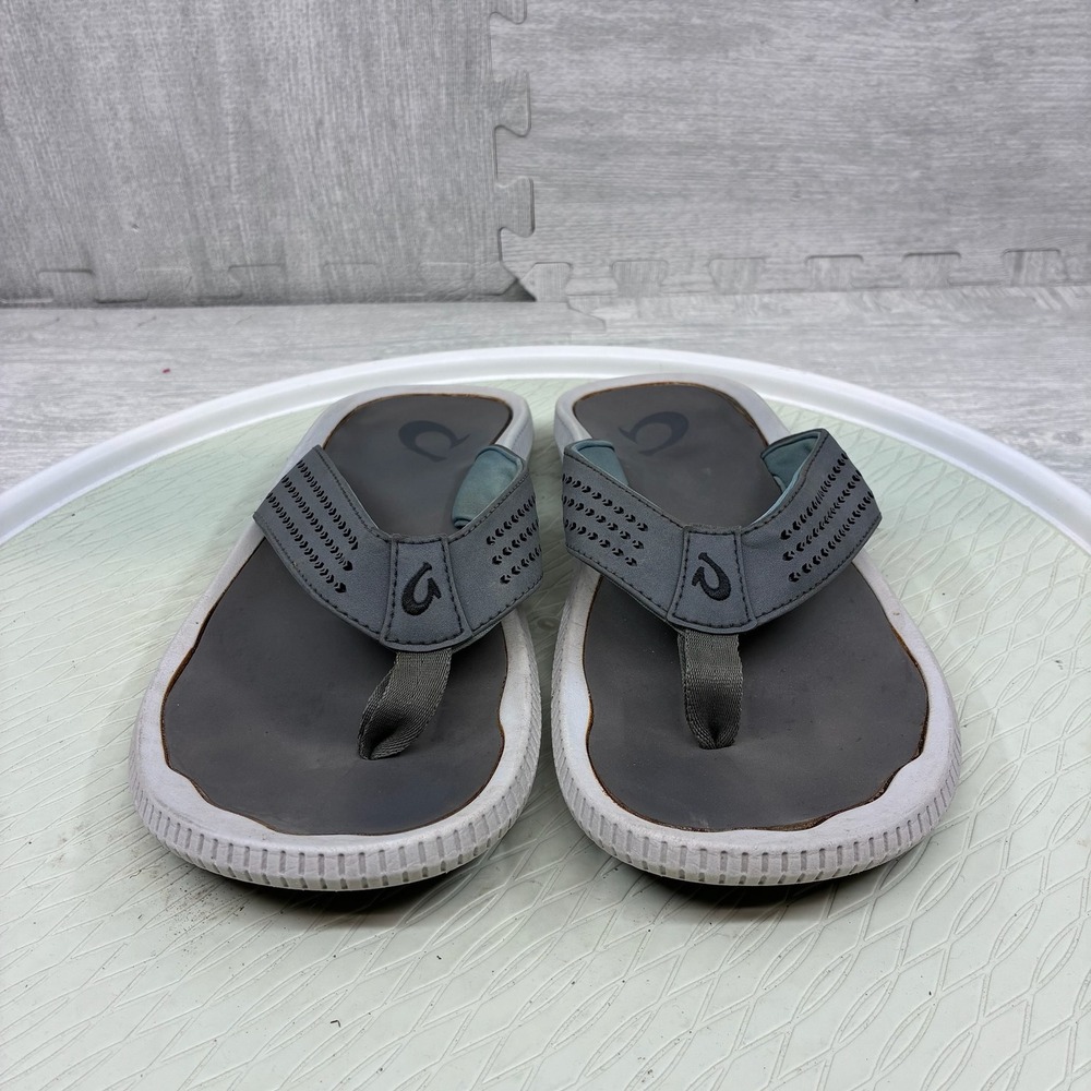 Olukai Ulele Flip Flop Sandals Mens 10 Gray Synthetic Beach Casual 10435-4Q4Q